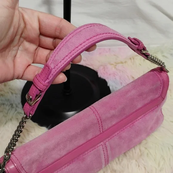 RARE! Auth Coach Y2K 90's Vintage Legacy 🩷 Pink Suede Small Satchel - Picture 7 of 16